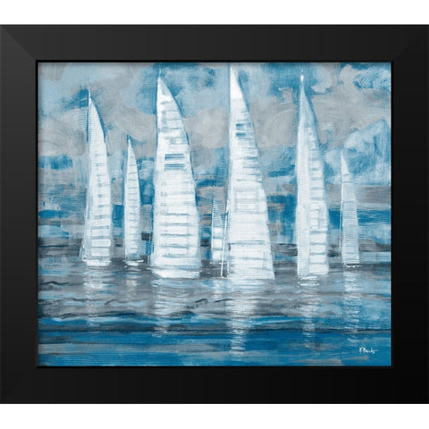 Regatta Collage - Blue Black Modern Wood Framed Art Print by Brent, Paul