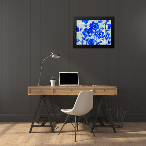 Amalfi Anemones - Blue Black Modern Wood Framed Art Print by Brent, Paul