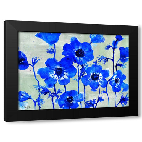 Amalfi Anemones - Blue Black Modern Wood Framed Art Print by Brent, Paul