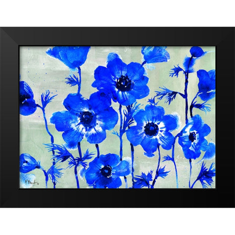 Amalfi Anemones - Blue Black Modern Wood Framed Art Print by Brent, Paul