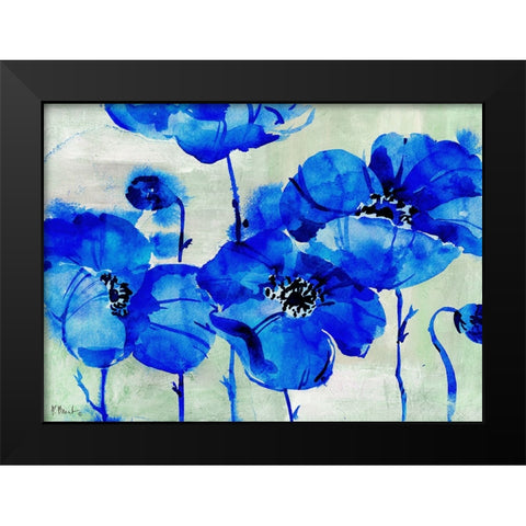 Amalfi Poppies - Blue Black Modern Wood Framed Art Print by Brent, Paul