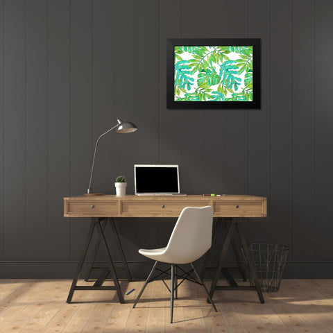 Hawaii Leaves Horizontal - White Black Modern Wood Framed Art Print by Brent, Paul