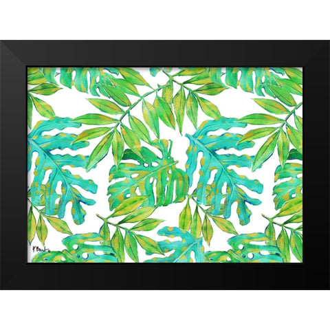 Hawaii Leaves Horizontal - White Black Modern Wood Framed Art Print by Brent, Paul