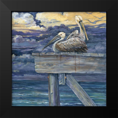 Pelican Dock Black Modern Wood Framed Art Print by Brent, Paul