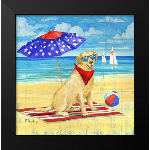 Summer Sun Yellow Lab Black Modern Wood Framed Art Print by Brent, Paul