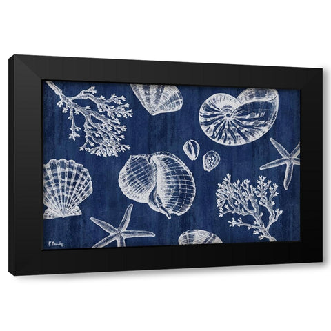 Saint Tropez Shells Horizontal - Indigo Black Modern Wood Framed Art Print by Brent, Paul