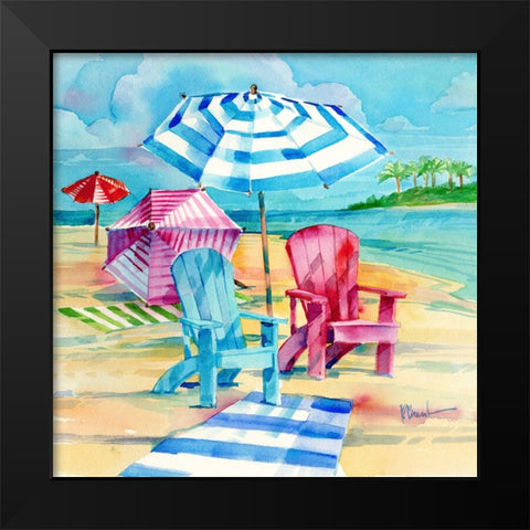 Ventura Beach Square IV Black Modern Wood Framed Art Print by Brent, Paul