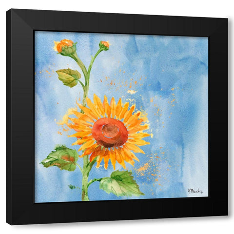 Arianna Sunflowers I - Sky Blue Black Modern Wood Framed Art Print by Brent, Paul