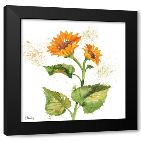 Arianna Sunflowers II - White Black Modern Wood Framed Art Print by Brent, Paul