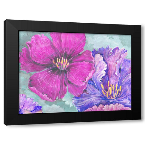 Floral Explosion - Bright Black Modern Wood Framed Art Print by Brent, Paul