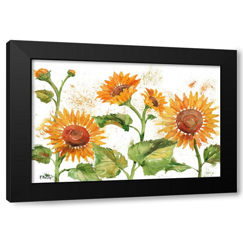 Arianna Sunflowers Horizontal - White Black Modern Wood Framed Art Print by Brent, Paul