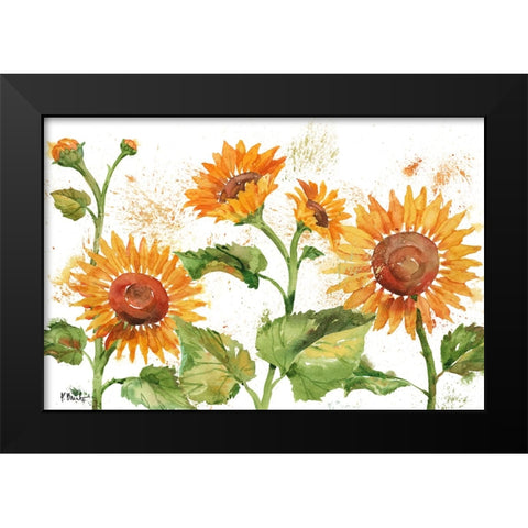 Arianna Sunflowers Horizontal - White Black Modern Wood Framed Art Print by Brent, Paul
