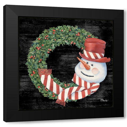 Festive Wreath II - Black Black Modern Wood Framed Art Print with Double Matting by Brent, Paul