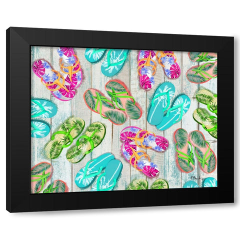 Pompano Sandals Horizontal Black Modern Wood Framed Art Print by Brent, Paul