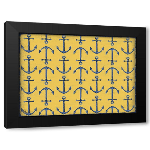 Sunny Nautical Repeat - Yellow Black Modern Wood Framed Art Print by Brent, Paul
