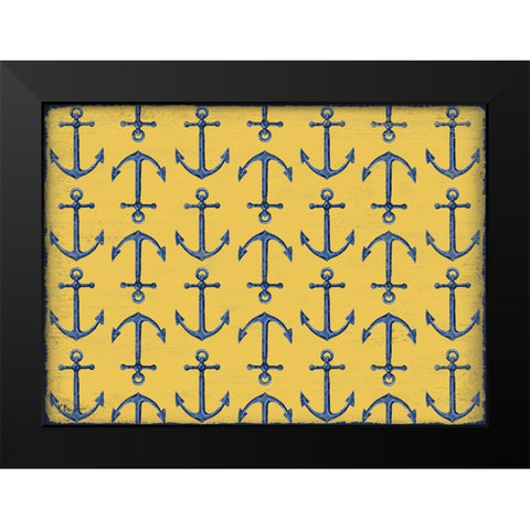 Sunny Nautical Repeat - Yellow Black Modern Wood Framed Art Print by Brent, Paul