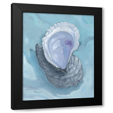 Oyster Close Up X - Aqua Black Modern Wood Framed Art Print by Brent, Paul