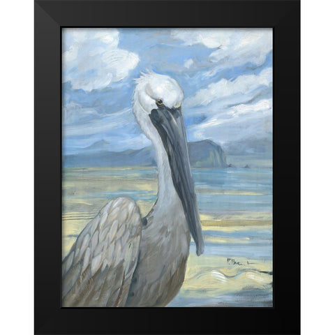 Salty Pelican Black Modern Wood Framed Art Print by Brent, Paul