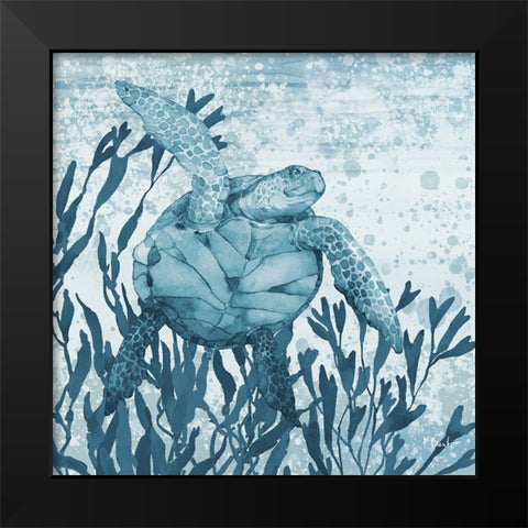 Calypso Turtles I - Indigo Black Modern Wood Framed Art Print by Brent, Paul