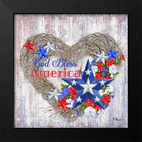 Patriotic Wreath I Black Modern Wood Framed Art Print by Brent, Paul