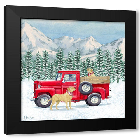 Winter Pups I - Holiday Black Modern Wood Framed Art Print with Double Matting by Brent, Paul