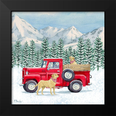 Winter Pups I - Holiday Black Modern Wood Framed Art Print by Brent, Paul