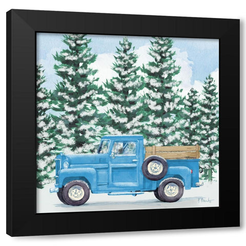 Blue Winter Truck Black Modern Wood Framed Art Print by Brent, Paul