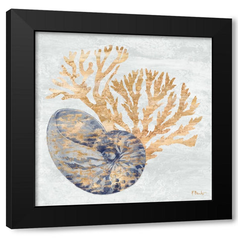 Shimmering Shells I - Indigo Black Modern Wood Framed Art Print with Double Matting by Brent, Paul