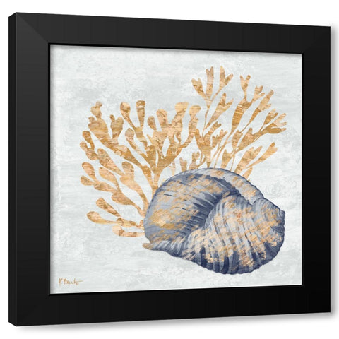 Shimmering Shells IV - Indigo Black Modern Wood Framed Art Print with Double Matting by Brent, Paul