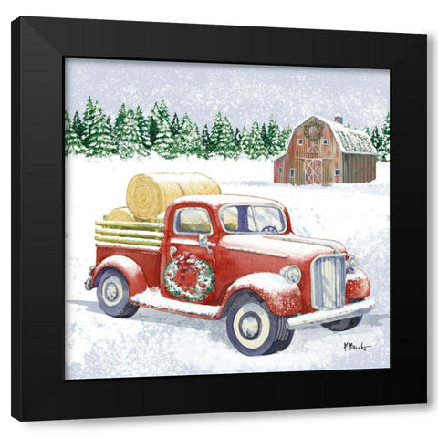 Holiday Winter Truck III Black Modern Wood Framed Art Print with Double Matting by Brent, Paul