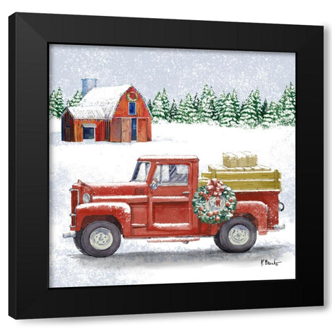 Holiday Winter Truck IV Black Modern Wood Framed Art Print by Brent, Paul