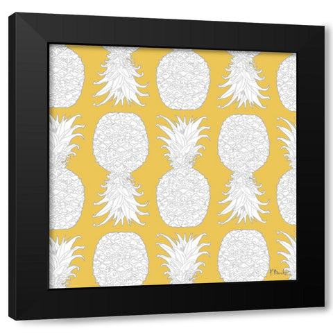 White Pineapple Repeat I Black Modern Wood Framed Art Print with Double Matting by Brent, Paul