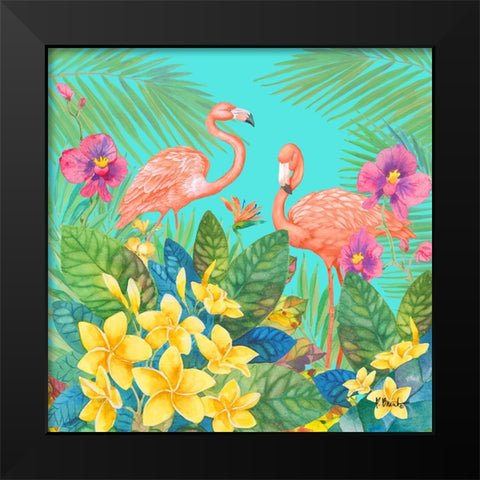 Tropical Fresh I - Aqua Black Modern Wood Framed Art Print by Brent, Paul