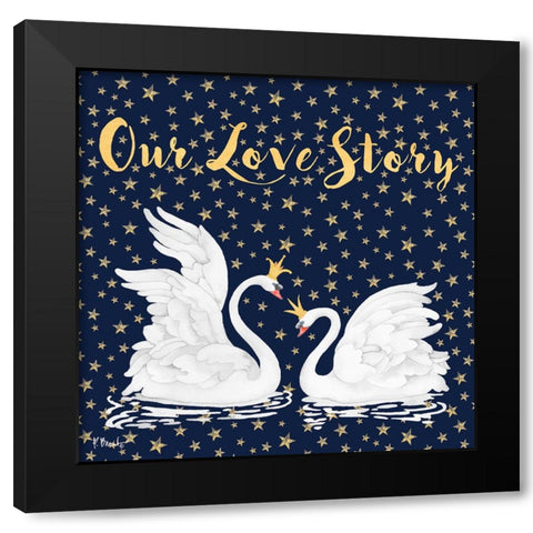 Swans and Stars Black Modern Wood Framed Art Print with Double Matting by Brent, Paul