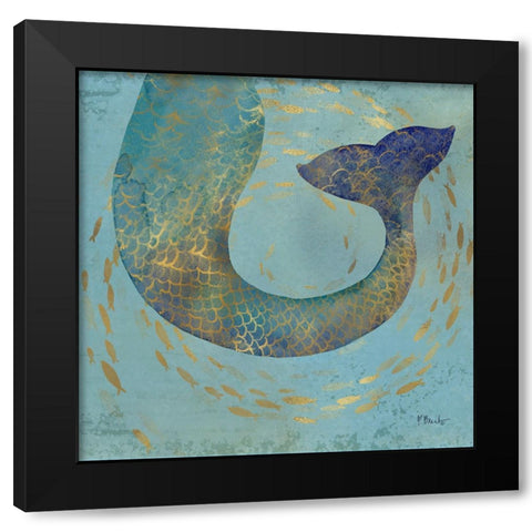 Golden Mermaid I Black Modern Wood Framed Art Print with Double Matting by Brent, Paul