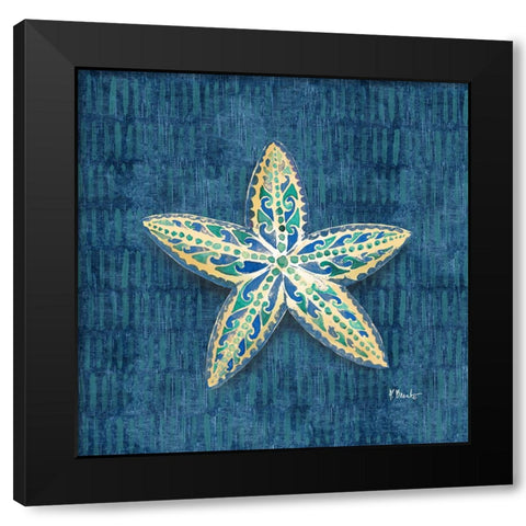 Embellished Shells II - Blue Black Modern Wood Framed Art Print with Double Matting by Brent, Paul