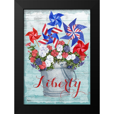 Patriotic Pinwheel - Petunias Black Modern Wood Framed Art Print by Brent, Paul