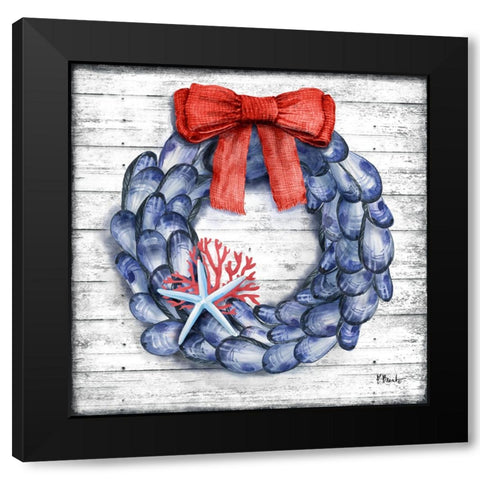 Mussel Wreath Black Modern Wood Framed Art Print by Brent, Paul