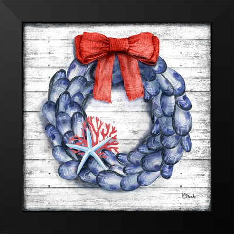 Mussel Wreath Black Modern Wood Framed Art Print by Brent, Paul