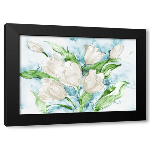 Fresh Tulips - White Black Modern Wood Framed Art Print by Brent, Paul