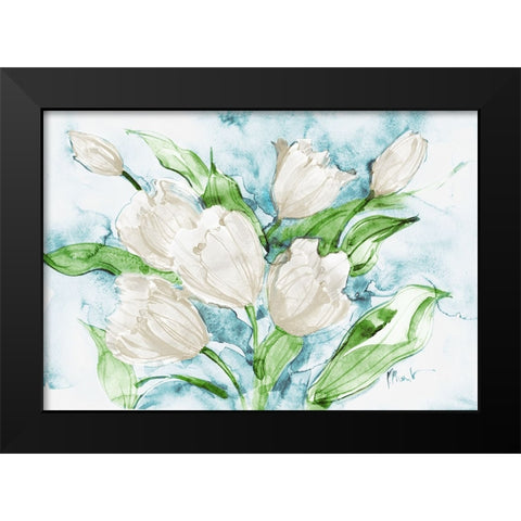 Fresh Tulips - White Black Modern Wood Framed Art Print by Brent, Paul