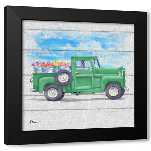 Flower Truck I Black Modern Wood Framed Art Print by Brent, Paul