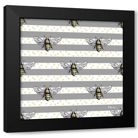 Honeybee Swarm - Dots Black Modern Wood Framed Art Print by Brent, Paul