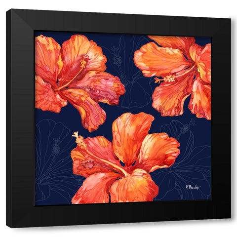 Hilo Hibiscus Black Modern Wood Framed Art Print by Brent, Paul
