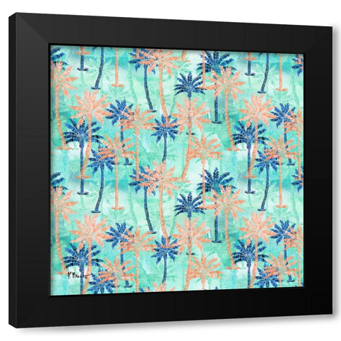 Melrose Palms - Aqua Black Modern Wood Framed Art Print with Double Matting by Brent, Paul