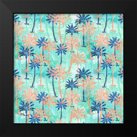 Melrose Palms - Aqua Black Modern Wood Framed Art Print by Brent, Paul