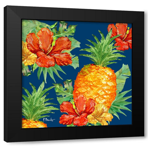 Pineapple Express - Navy Black Modern Wood Framed Art Print by Brent, Paul