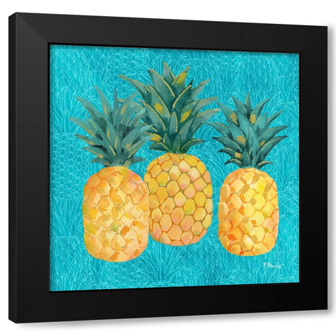 Pineapple Shake - Teal Black Modern Wood Framed Art Print by Brent, Paul