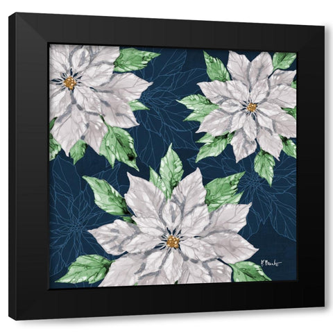 Fiona Poinsettias I - Navy Black Modern Wood Framed Art Print by Brent, Paul