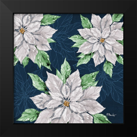 Fiona Poinsettias I - Navy Black Modern Wood Framed Art Print by Brent, Paul